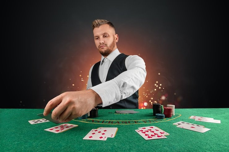Kartu Caribbean Stud Poker di studio hokiunited